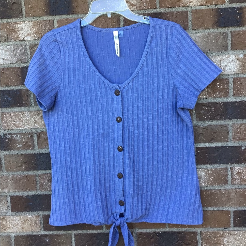 Blue Button-Down Women's Top